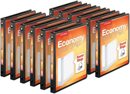 Economy 3 Ring Binders, Binders for School and Office, Durable 1/2 inch Round Rings, Holds 125 Sheets, Presentation