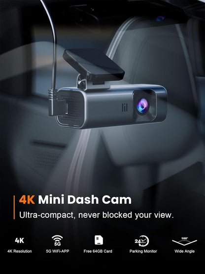 4K Front Dash Cam with Built-in 5G WiFi and 64GB Card - photo 2