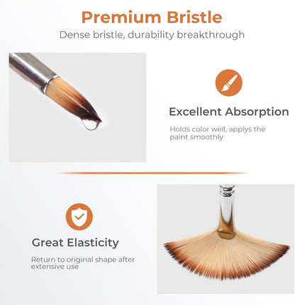 12-Piece Paint Brush Set for Acrylic, Oil, Watercolor & Gouache - photo 4
