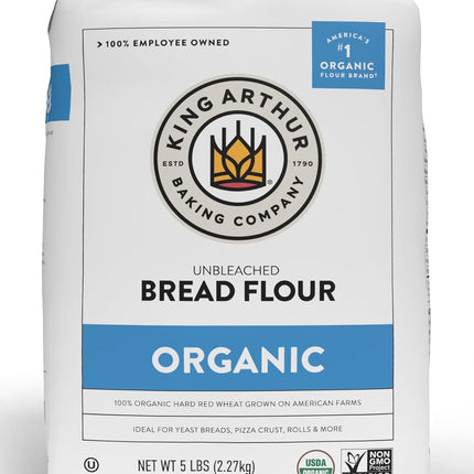 King Arthur 100% Organic Bread Flour, Unbleached, 5 lb (Pack of 1) - Non-GMO Project Verified, No Preservatives