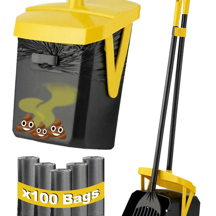 Dog Pooper Scooper Swivel Bin & Rake Set with Bag Attachment & Lid - photo 9