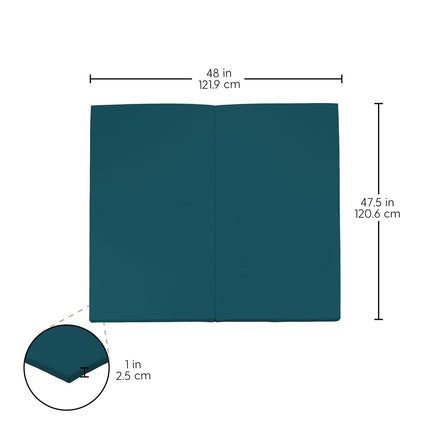 Essentials Playtime Folding Foam Play Mat (48 x 48 x 1) Soft Playpen or Floor Mat for Tummy Time, Crawling & Preschool Play, Ready to Use Standalone or with a Play Yard, Easy to Clean - Peacock