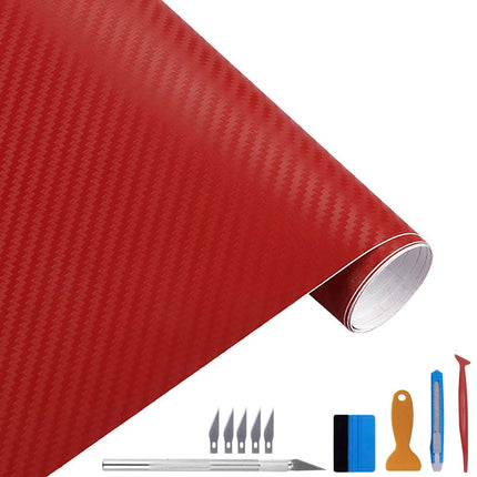 3D Black Carbon Fiber Car Vinyl Wrap Self-Adhesive Film 1ft x 5ft