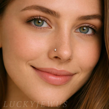 LUCKYJEWUS 925 Sterling Silver Nose Rings Studs for Women Men, 18G / 20G / 22G / 24G L Shaped Nose Stud Nose Piercing Jewelry