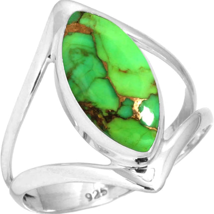 Natural Gemstone Ring For Women Garnet, Tiger Eye, Amber, Lapis Marquise Boho Genuine 925 Sterling Silver Handmade Jewelry