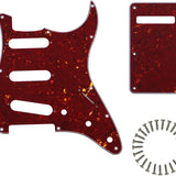 SSS 11 Holes Strat Electric Guitar Pickguard and BackPlate Set for Fender USA/Mexican Made Standard Stratocaster Modern Style Guitar Parts,Red tortoise 4ply
