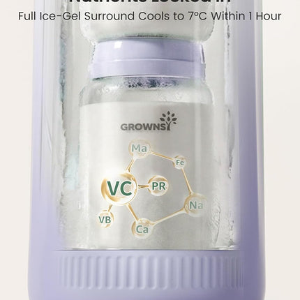 Grownsy 22oz Portable Breast Milk Cooler, 360° Stainless Steel Chiller Keeps Breastmilk Fresh for 24H, No Ice Crystals,Milk Cooler with 2 Baby Bottles for Work & Travel, Baby Breastfeeding Essential
