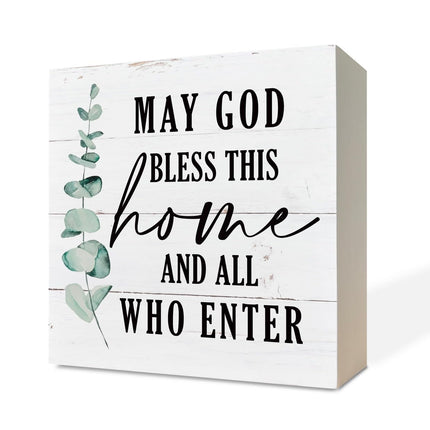 Christian Wood Signs, Bible Verse Philippians 4:13 - I Can Do All Things Through Christ Who Strengthens Me, Box Sign Decor Tabletop, Inspirational Home Desk Decor, Motivational Gift for Friends Family