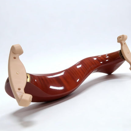 AKLOT Violin Shoulder Rest 4/4 & 3/4: Made of solid white pine, Burgundy Tiger Stripe Finish, Thick Breathable Sponge, Silicone Clamps Won’t Damage Varnish, Ergonomic Design (03）