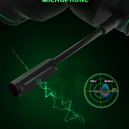 RYR Wireless Gaming Headset for Xbox Series X|S, Xbox One, PS5, PS4, Switch, Mac, Bluetooth 5.3, 3D Surround Sound, Rotatable Earmuffs, Gaming Headphones with Noise Canceling Microphones-Blackgreen