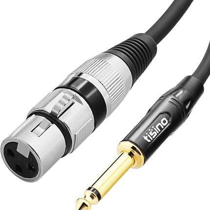 Tisino Female XLR to 1/4 (6.35mm) TS Mono Jack Unbalanced Microphone Cable Mic Cord for Dynamic Microphone - 6.6 FT/2 Meters