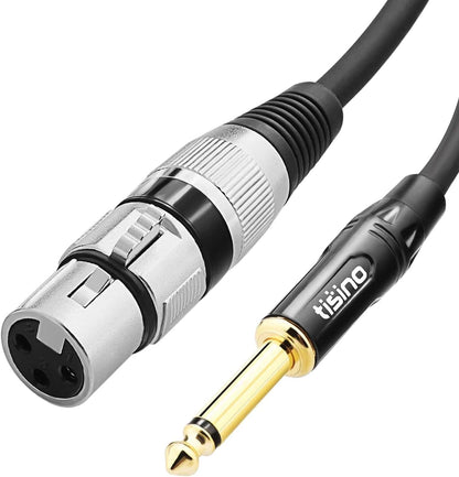 Female XLR to 1/4 (6.35mm) TS Mono Jack Unbalanced Microphone Cable Mic Cord for Dynamic Microphone - 6.6 FT/2 Meters