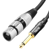 Female XLR to 1/4" TS Mono Jack Unbalanced Microphone Cable, 6.6 FT