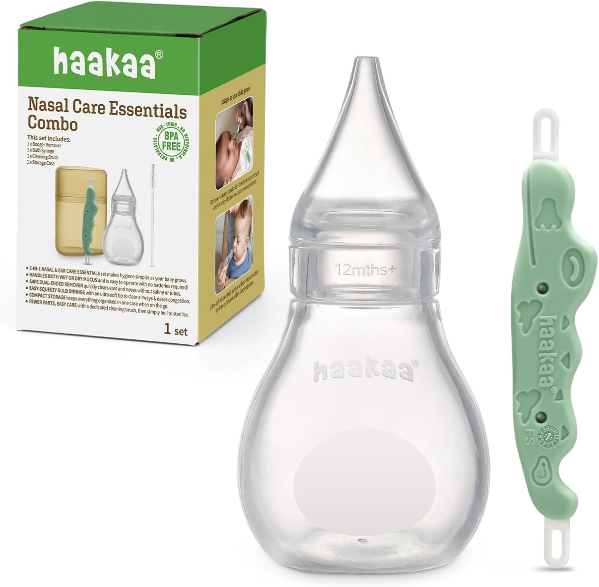 Nasal Care Essentials Combo, Nasal Aspirator for Baby with Baby Nose Picker, Gentle Infant Ear & Nose Care Set with