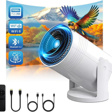 Wireless Mini Projector with WIFI 6 and Bluetooth, 4K 1080P Support Portable Projector 180° Rotatable. 17"-130" Screen Video Projector. Compatible for Smartphone, Laptop, PC(Q6 mate)