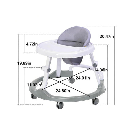 Foldable Baby Walker with Tray，Lightweight Activity Walker with Entertainer Tray, Compact Space-Saving Design for Infants 6-18 Months