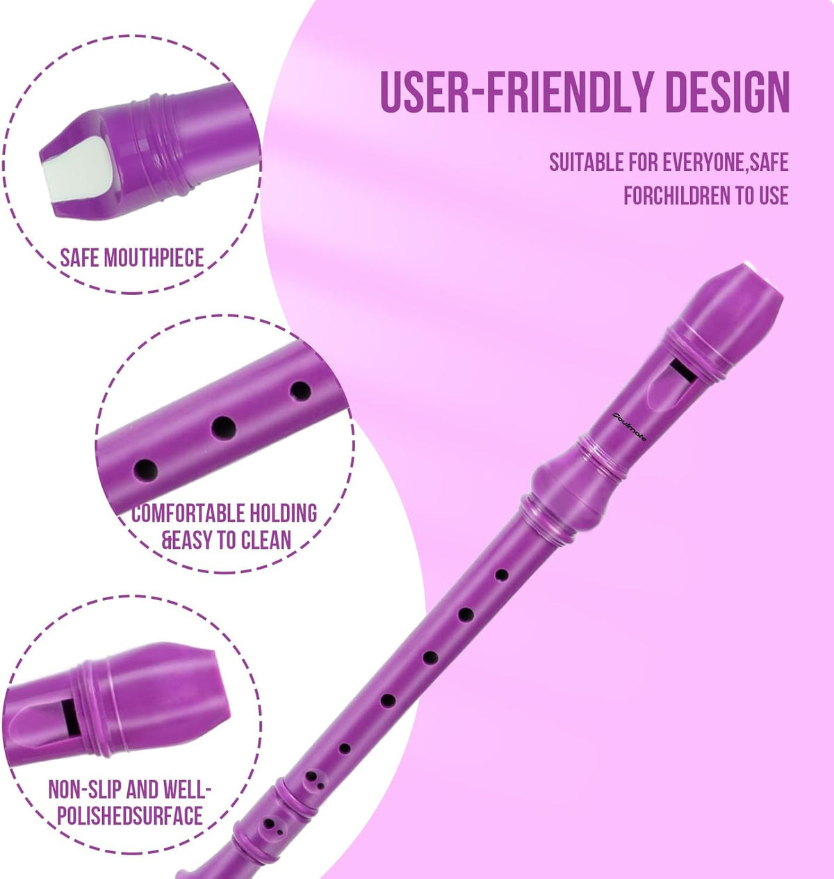 Purple C Key Soprano Recorder for Kids and Beginners - photo 3