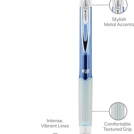uniball 207 Fashion Retractable Gel Pen, Medium Point (0.7mm), Blue Ink, 6 Pens