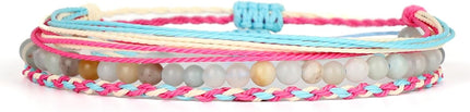 QOGIR Handmade Healing Bracelet,6mm Natural Gem Stone Bracelet rope bracelet