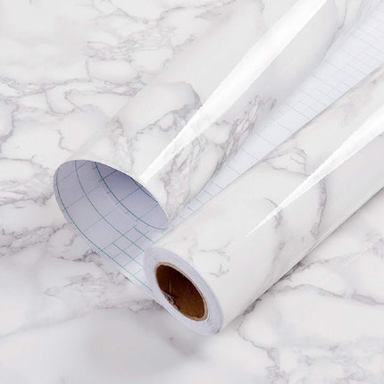 Glossy Marble Contact Paper White Peel and Stick for Countertop