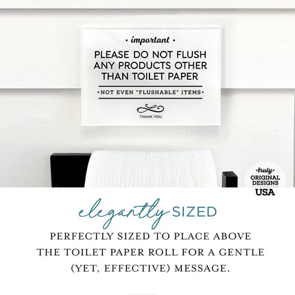Reilly Originals 3.5x5 Inch Do Not Flush Rules Bathroom Sign ~ Ready to Stick ~ Premium Finish, Durable
