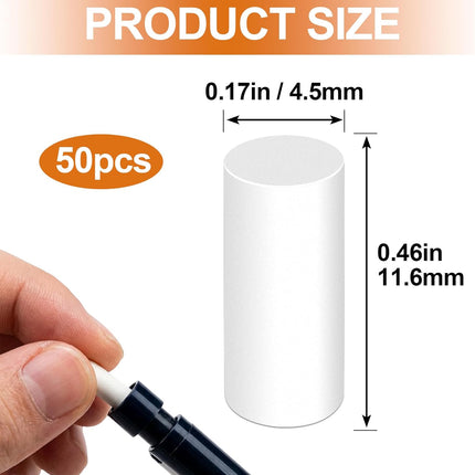 50 Pcs Mechanical Pencil Eraser Refills, White Refill Erasers for Propelling Pencils, Universal Traceless Eraser Replacement for Office Notebook Drafting