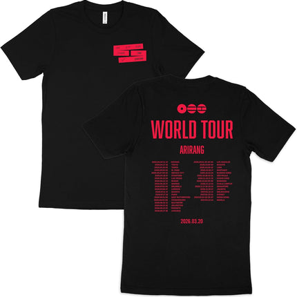 Arirang World Tour Red Graphic Shirt - K-Pop Idol Seven Member Names Tee - South Korean Boy Band Concert Dates Apparel