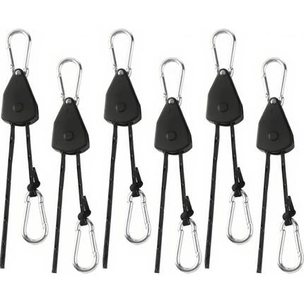 15ft Rope Rollers 6 Pcs Ratchet Straps Rope Tie Down Cam Jam 1/8in
