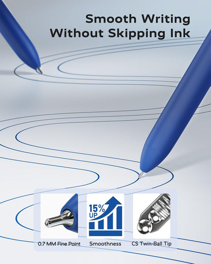 Blue Gel Pens, 12Pcs Quick Dry Blue Ink Pens with 3 Extra - photo 2