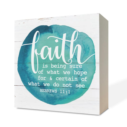 Christian Wood Signs, Bible Verse Philippians 4:13 - I Can Do All Things Through Christ Who Strengthens Me, Box Sign Decor Tabletop, Inspirational Home Desk Decor, Motivational Gift for Friends Family