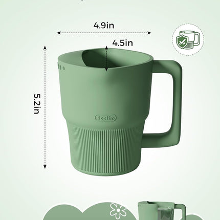 Roslim Silicone Baby Bath Rinse Cup - Shampoo & Body Washing Rinser for Kids & Toddlers, Lightweight Bath Cups for Rinsing Hair, Easy-Grip Handle, Ultra Soft Material (Olive Green)