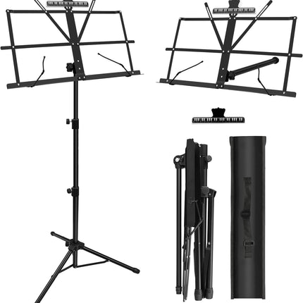 DkOvn 1 Pack Music Stand, with Music Sheet Clip Holder & Carrying Bag