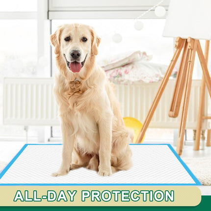 Tapetes para cachorros 22"x23" 100 unidades | Tapetes de entrenamiento para perros a prueba de fugas de 6 capas y súper absorbentes | Tapetes desechables para baño de cachorros, perros, gatos y conejos | Azul y blanco