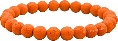 Orange Lava 8mm Gemstone Crystal Stretch Bracelet