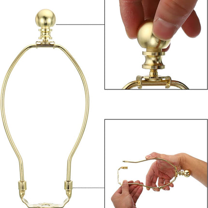 PATIKIL 8 Inch Lamp Harp Kit with Finial, 2 Set Detachable Shade Bracket Holder, DIY Lighting Accessories for Table Floor Lamps, Gold Tone