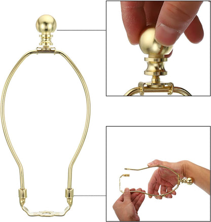 8 Inch Gold Tone Lamp Harp Kit with Finial, 2 Set Detachable Shade Bracket Holder - photo 5