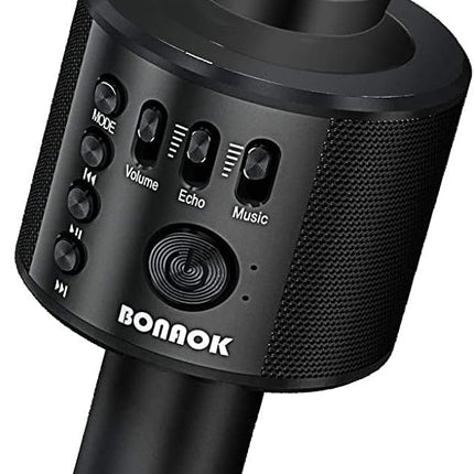 BONAOK Wireless Bluetooth Karaoke Microphone,3-in-1 Portable Handheld Karaoke Mic Speaker Machine Home Party Birthday for All Smartphones Q37 (Black)