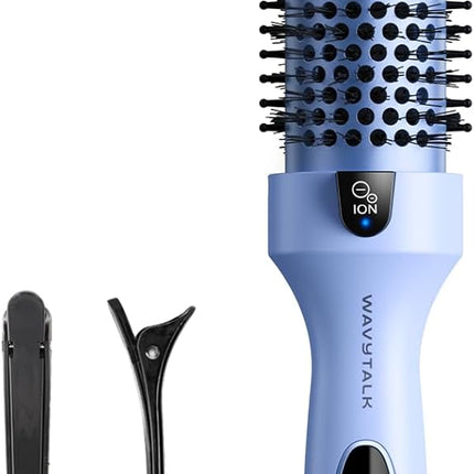 Thermal Brush, 1.5 inch Heated Round Brush for Blowout Look, Negative Ion Technology, Ceramic Tourmaline, 5 Temperature Settings, Dual Voltage, Blue
