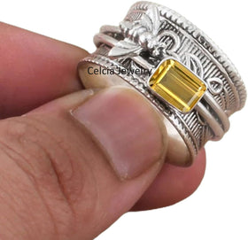 925 Sterling Silver Honey Bee Spinner Meditation Ring — Home & Lifestyle