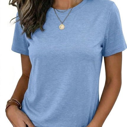 Womens Tshirt Short Sleeve Summer Tops Crewneck Casual Basic Tee Shirts Spring Clothes Trendy Outfit