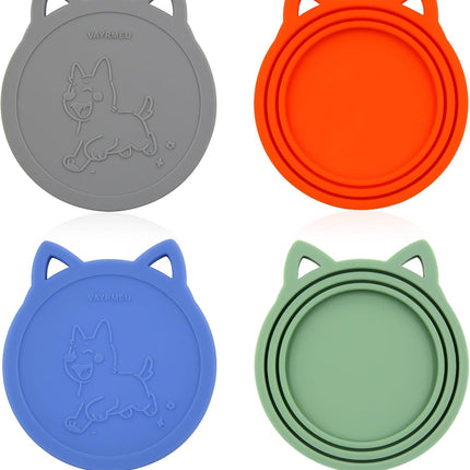 4 Pack Pet Food Can Cover Silicone Food Can Lids,Universal BPA Free, One Fit Most Standard Size Food Cans