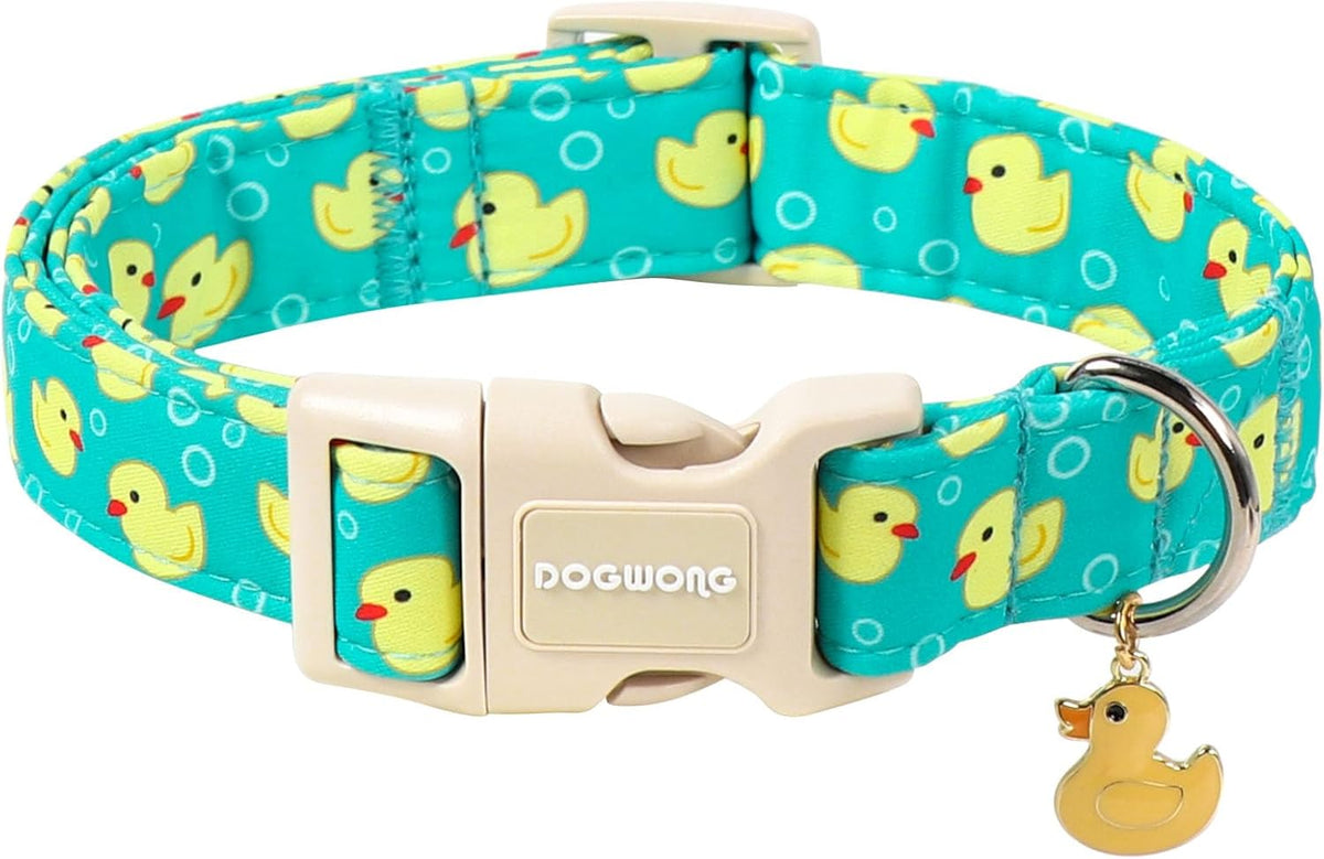 Ducky Pattern Adjustable Heavy-Duty Collar for Small Dogs, 11-16 Inch Neck