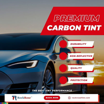 RockRose 1% Premium Carbon Car Window Tint Film 12 in x 100FT 2PLY Charcoal Privacy Film UV, Heat Blocking Tint for Car or Home Adhesive Film Easy Shrink, Plotter Friendly Pro Grade