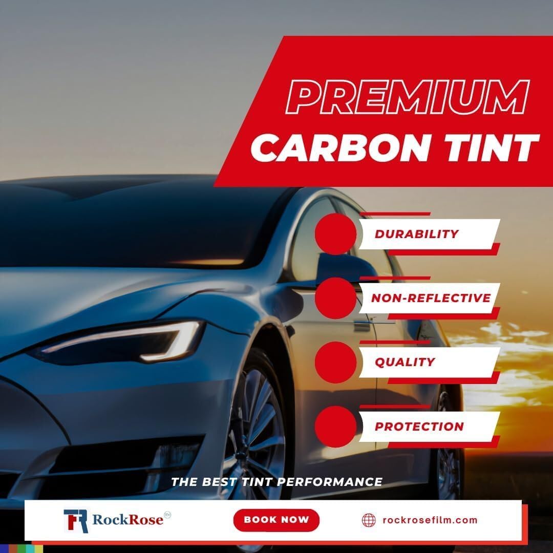 1% Premium Carbon Car Window Tint Film 12 in x 100FT 2PLY Charcoal - photo 2