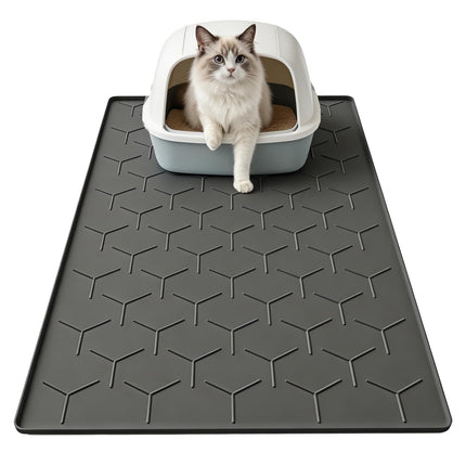 Silicone Cat Litter Mat 34×22 inch, Easy to Clean, Gray
