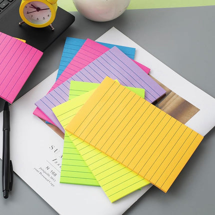 SourcetoHome (6 Pack) Lined Sticky Notes 4x6 in,Large Notepads with Lines,Ruled Stickies Super Sticking Power,Office School Memo Note Pads Bright Colors,Post on Windows Doors,Recyclable,Easy to Write on - General - detail view 2