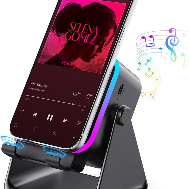 Wireless Bluetooth Induction Speaker, Phone Speaker Amplifier with Colorful Lights & 3500mAh Battery, Portable Phone