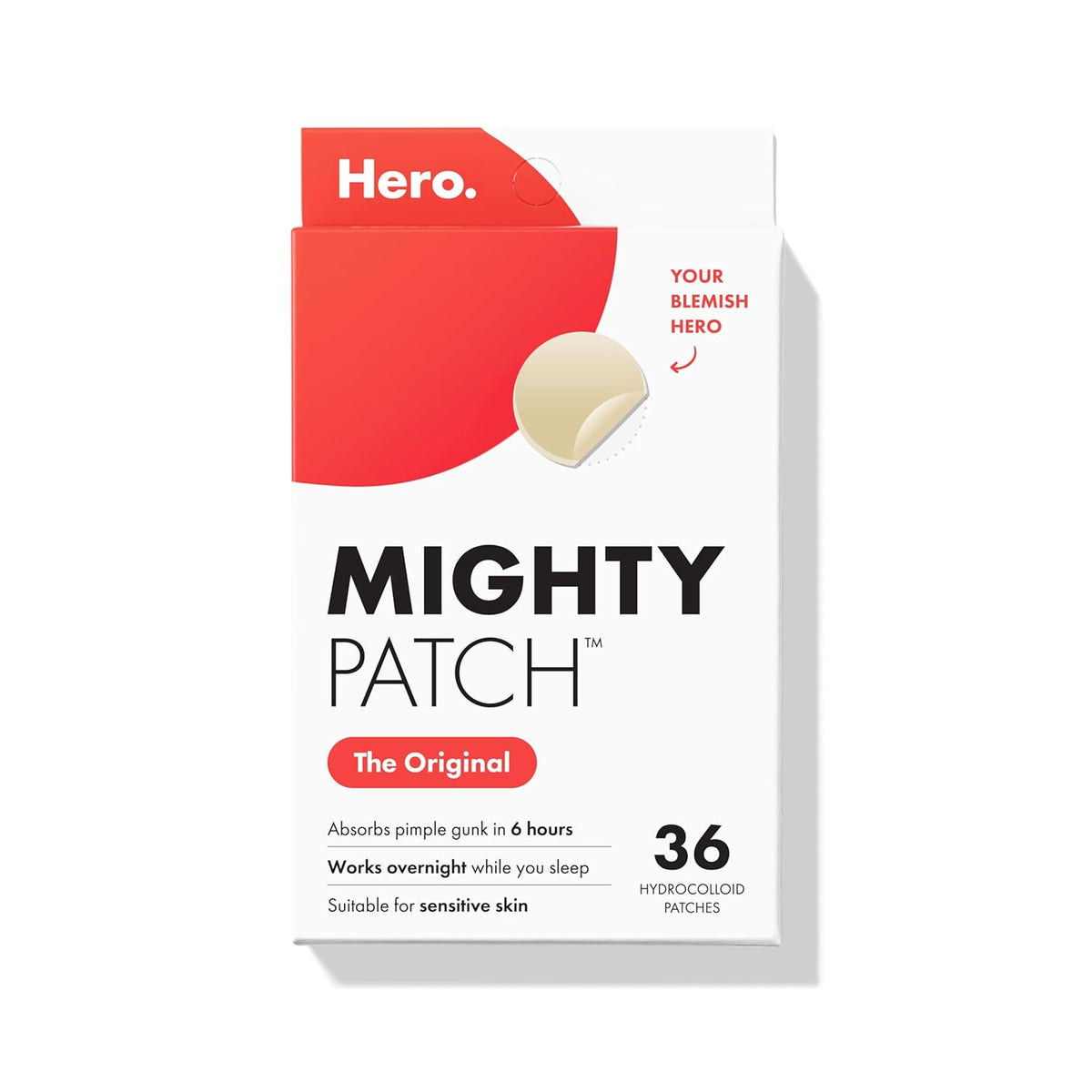 Original Patch #1 Hydrocolloid Acne Pimple Patches for Face, Shrinking Zits & Whiteheads in 1 Use, Nighttime Spot