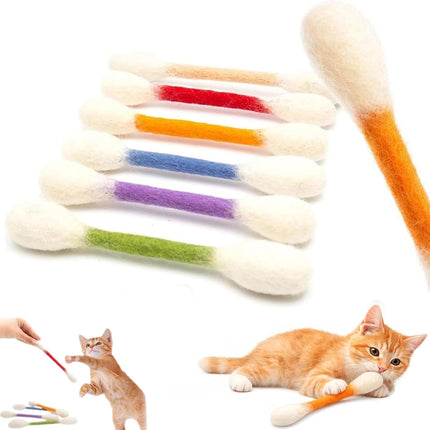 Cat Q Tip Toy, Cotton Swabs Cat Toys with Catnip, 6 Pk Giant Q Tip Cats Toy for Boredom Durable Dental Teething Ropes, Big Interactive Felt Kitty Kicker Play Lover Gift Accessories (A)