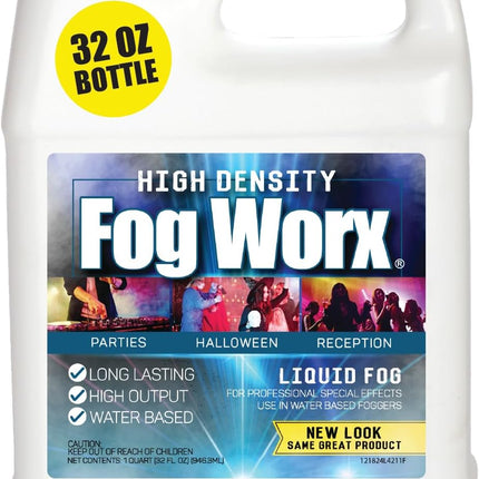 FogWorx Extreme High Density Fog Juice - Quart – 32 Fluid Ounces of Long Lasting, High Output, Odorless Water Based Machine Fluid for 400 to 1500 Watt Machines